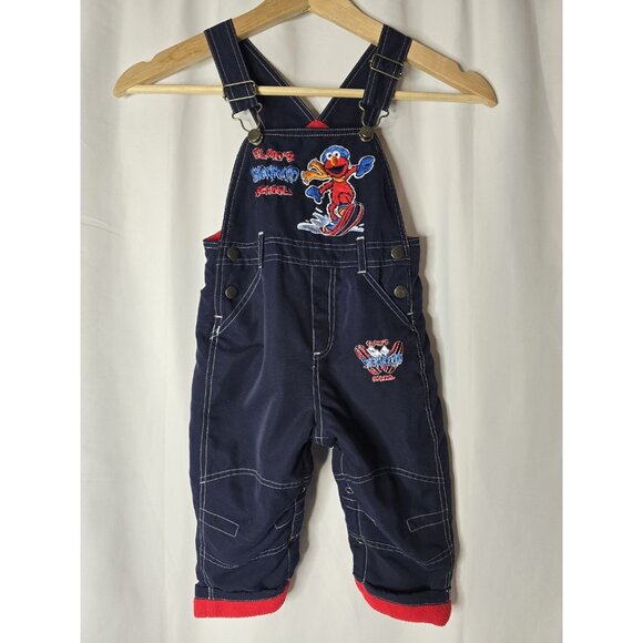 VTG Baby Toddler Sesame Street Elmo Fleece Lined Warm Overalls 18 Months Unisex - Picture 1 of 13